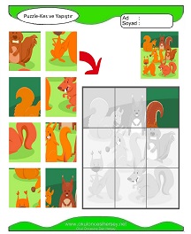 Puzzle Kes Yapıştır Çalışma Sayfaları